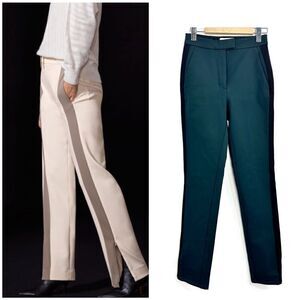 Aritzia Babaton 1-01 Thora Green Side Striped Zip Ankle High Rise Trousers Sz 0